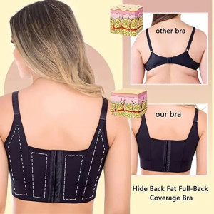 Women's Deep Cup Bra Hide Back Fat Full Back Coverage Push Up Bra With Shapewear Incorporated 