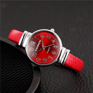 Ultra Slim Leather Quartz Bracelet Watch 
