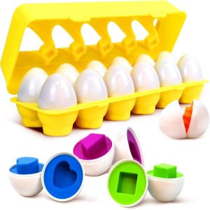 Matching Eggs for Toddlers 1-3, 12PCS Preschool Educational Learning Color & Shape
