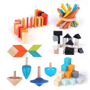 Multifunction Wood Mini Iron Box 3D Jigsaw Puzzles Building Block Dominos Children