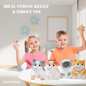 Cute Squishy Cat, Stress Relief Sensory Fidget Toys( 2 Pcs Random Collor)