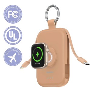 5000mAh Portable Charger Power Bank with Built-in Cables Travel Keychain Battery Pack