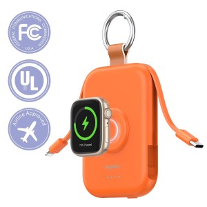 5000mAh Portable Charger Power Bank with Built-in Cables Travel Keychain Battery Pack