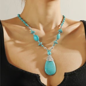 A beautiful necklace Large teardrop turquoise necklace