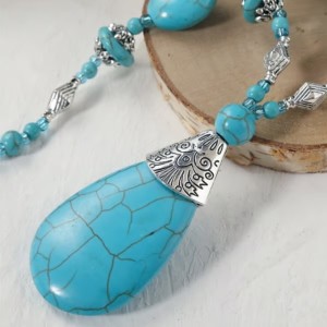 A beautiful necklace Large teardrop turquoise necklace
