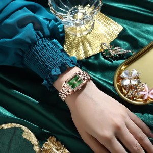 POEDAGAR Women Watch Fashion Luxury Diamond Green Square