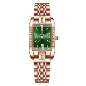 POEDAGAR Women Watch Fashion Luxury Diamond Green Square