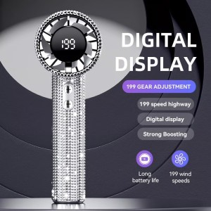 Full Diamond Luxury Craftsmanship Portable Handheld Turbo Fan