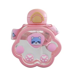Cute Cartoon Cat Paw Plastic Water Bottle for Students