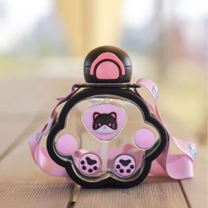 Cute Cartoon Cat Paw Plastic Water Bottle for Students