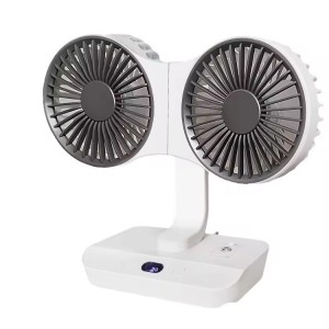 Rechargeable Double Head Auto Rotation  Desktop Fan