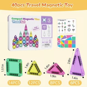 40-pcs 3D Travel Magnetic Tiles Toy