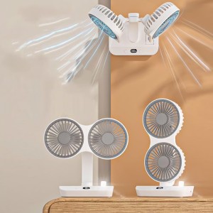 Adjustable Double-Head Portable Table Fan Night Lamp