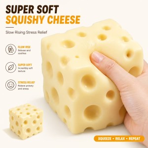  2.96''Realistic Cheese Stress Ball | Ultra-Soft, Squeeze Away Anxiety!
