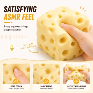  2.96''Realistic Cheese Stress Ball | Ultra-Soft, Squeeze Away Anxiety!