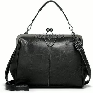 New Kattee Elegant Waterproof Women’s Leather Kiss-Lock Tote Handbag