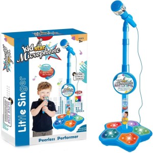 Kids Blue Microphone with Adjustable Stand - Karaoke
