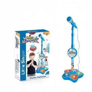 Kids Microphone Toy with Stand & 5 LED Lights,