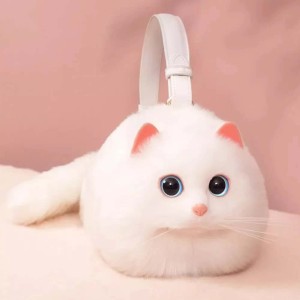 New Fashion Plush Animal Cat shoulder Bag Women 